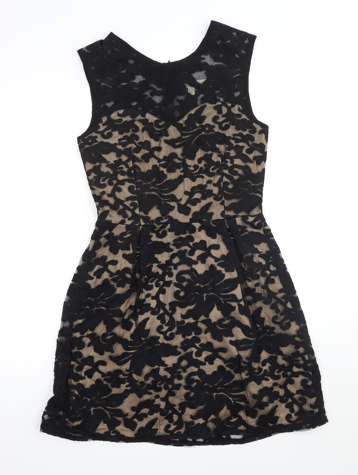 Yumi Womens Black Floral  A-Line  Size 6