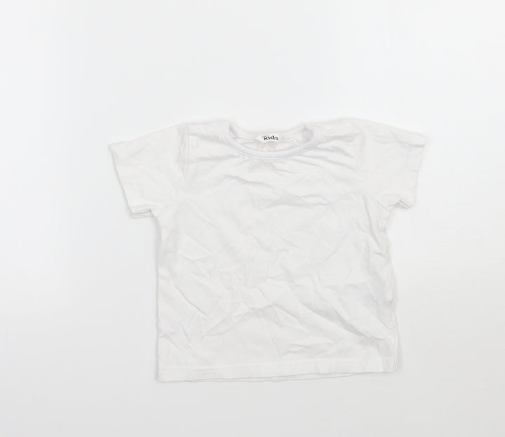 M&Co Girls White Basic T-Shirt Size 2 Years