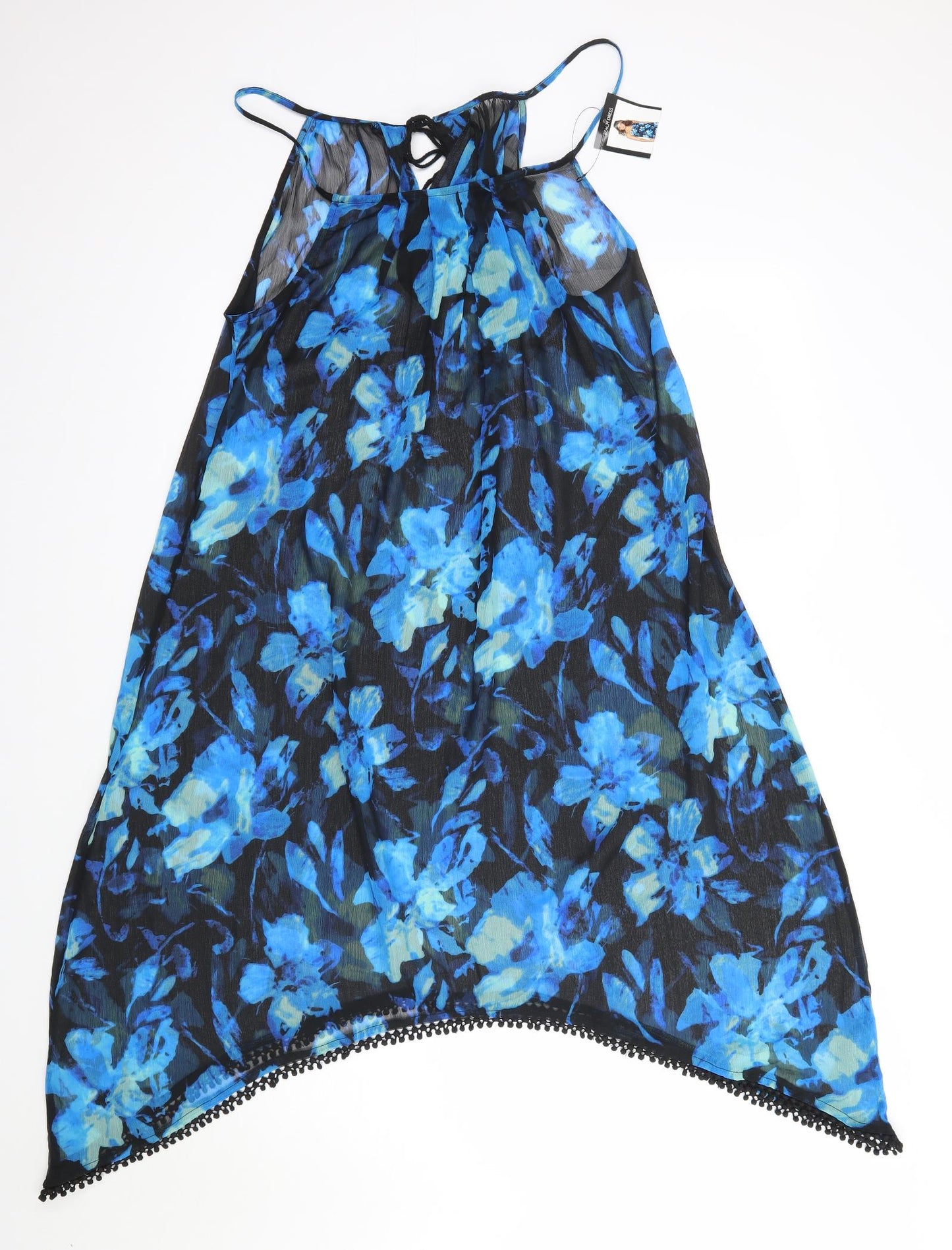 M&Co Womens Black Floral  A-Line  Size 14  - beach dress