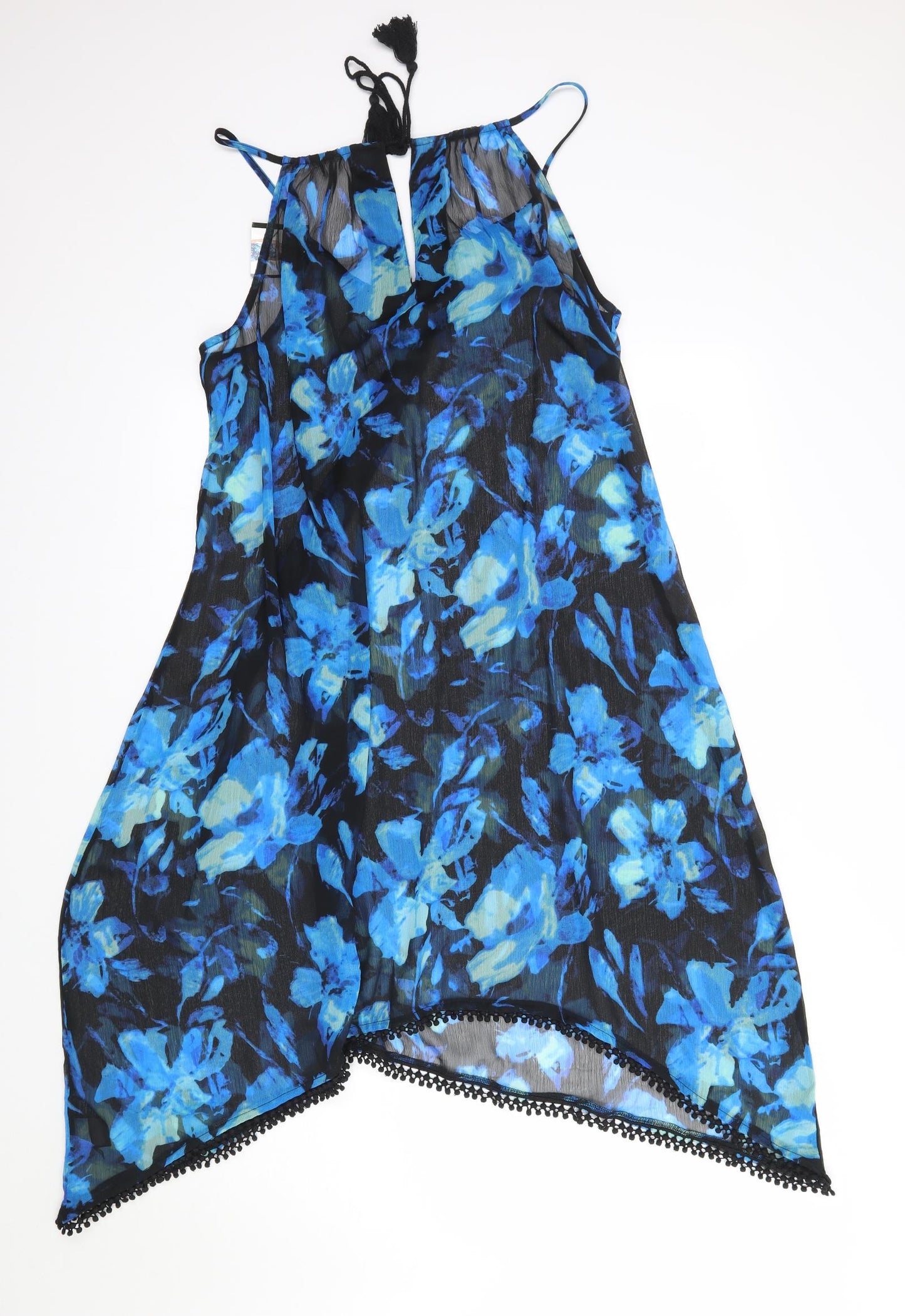 M&Co Womens Black Floral  A-Line  Size 14  - beach dress