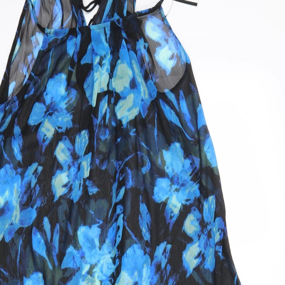 M&Co Womens Black Floral  A-Line  Size 14  - beach dress