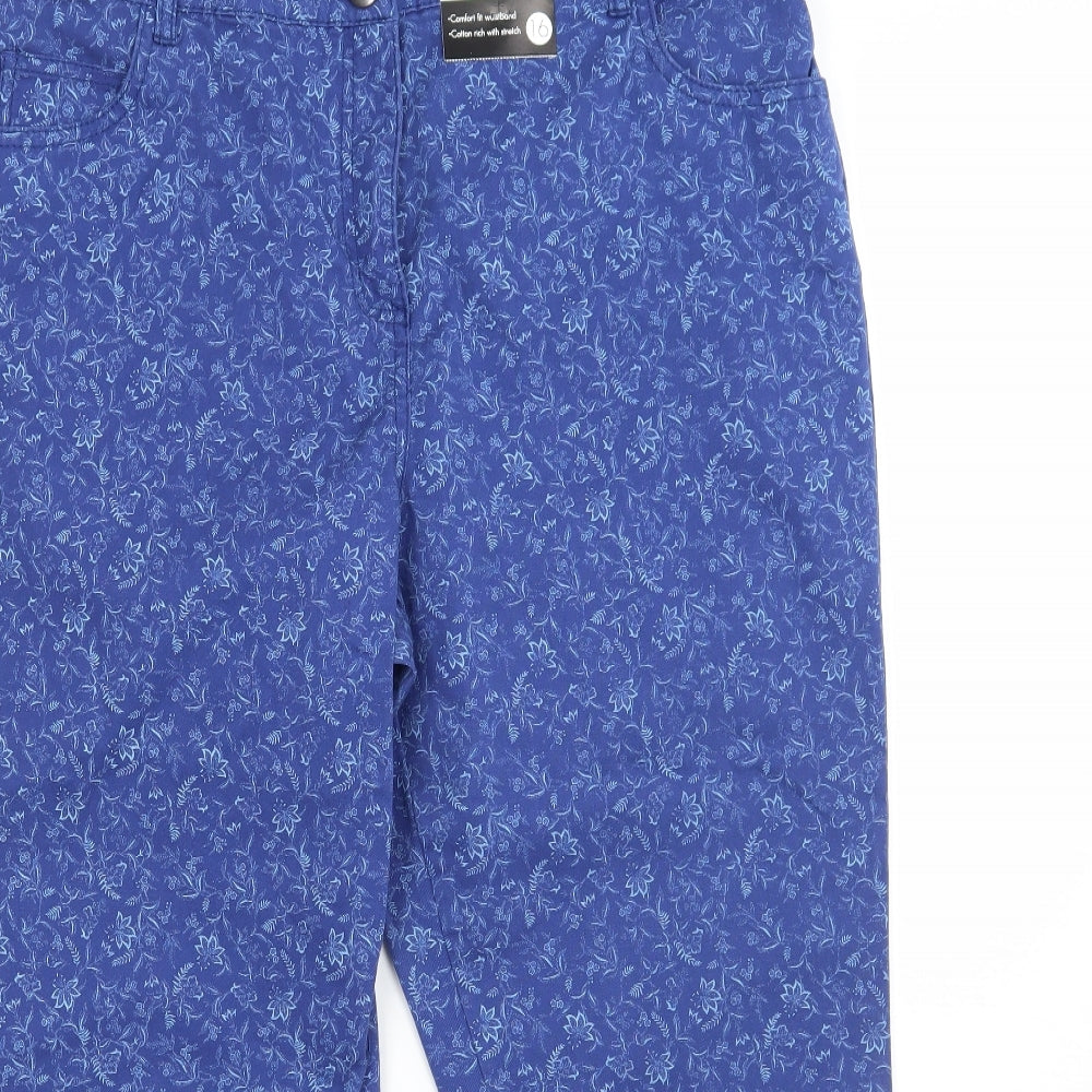 BM Womens Blue Floral  Cropped Jeans Size 16 L23 in