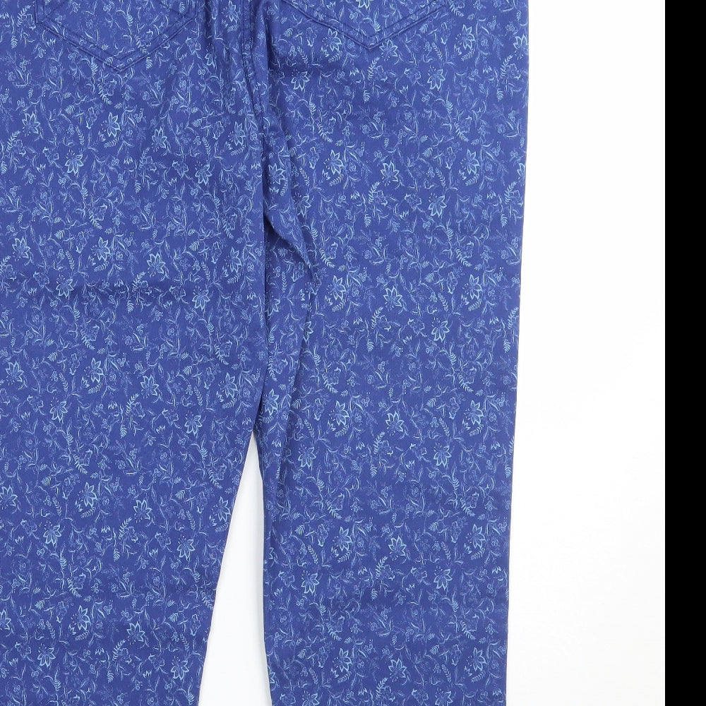 BM Womens Blue Floral  Cropped Jeans Size 16 L23 in