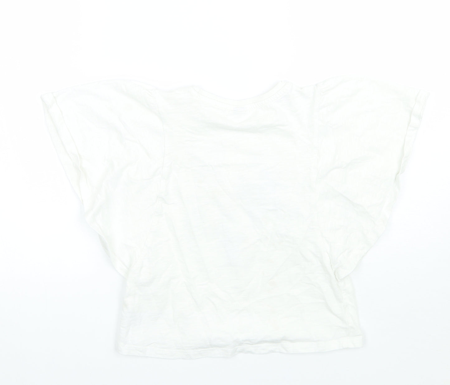 TU Girls White Floral  Basic T-Shirt Size 5-6 Years