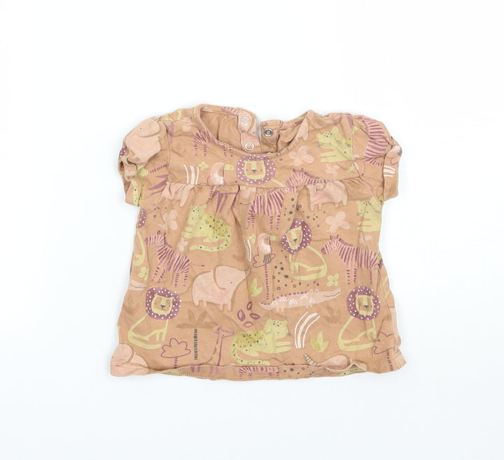 TU Girls Brown Geometric Basic T-Shirt Size 12-18 Months