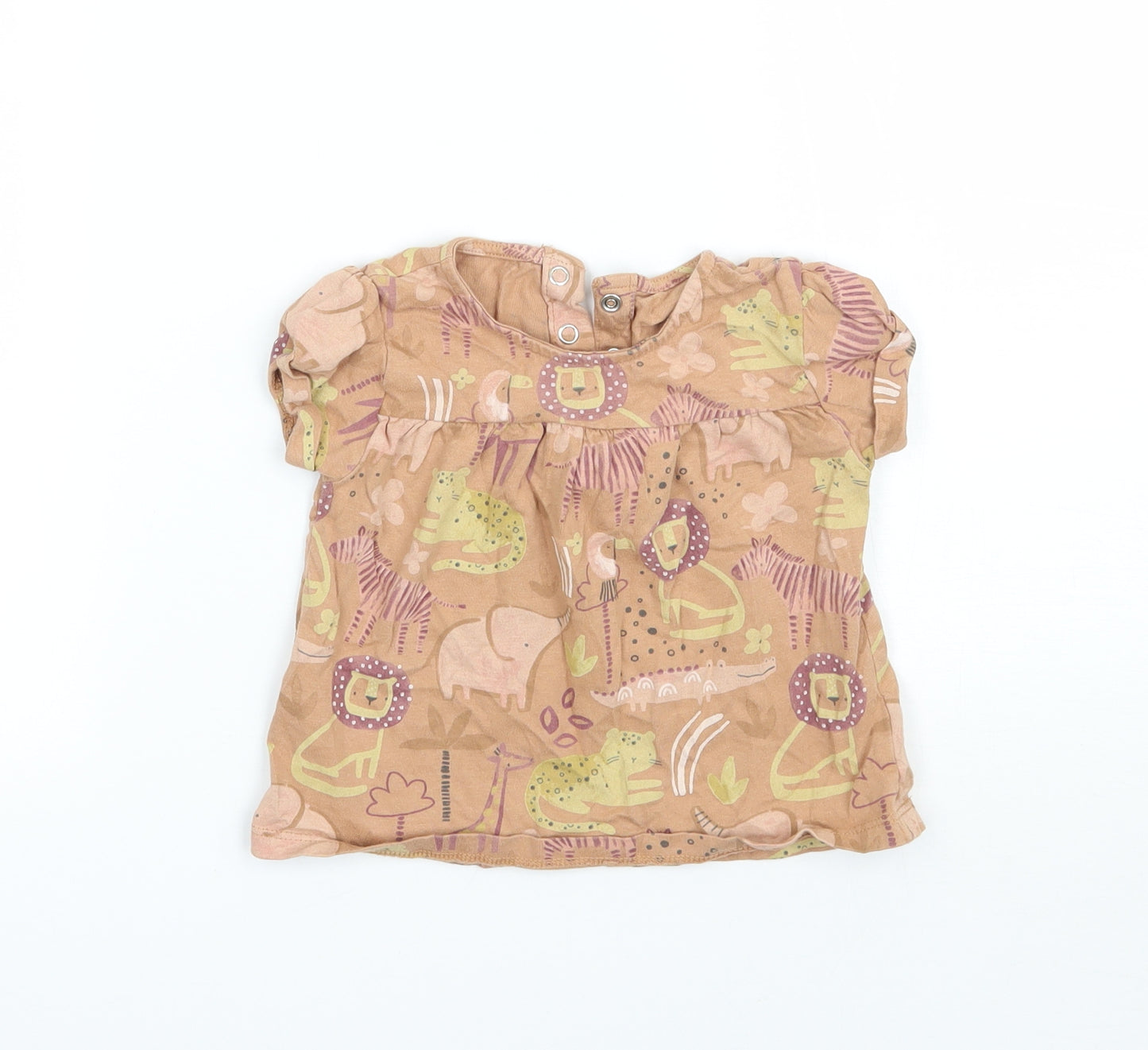 TU Girls Brown Geometric  Basic T-Shirt Size 12-18 Months