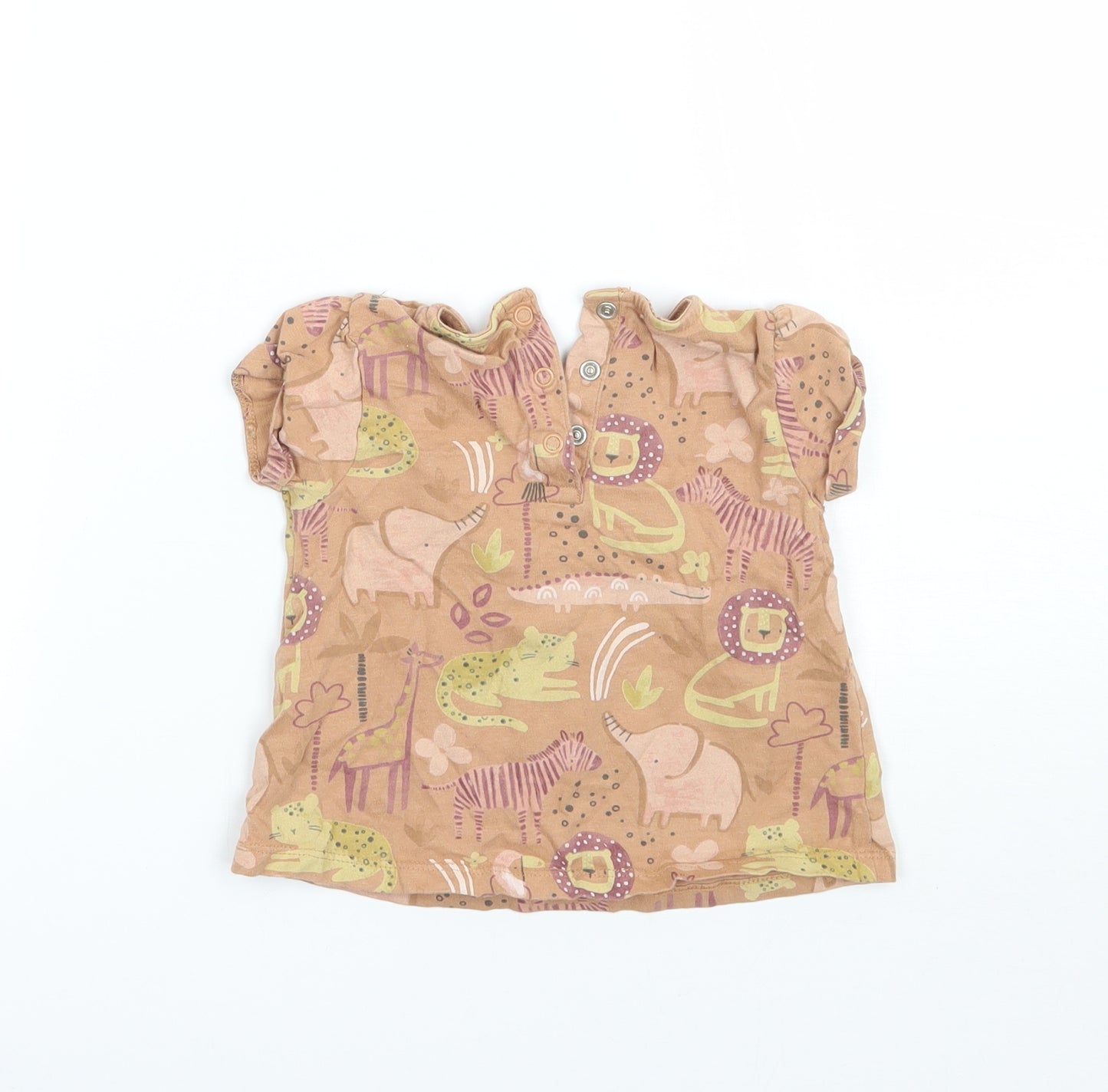 TU Girls Brown Geometric  Basic T-Shirt Size 12-18 Months