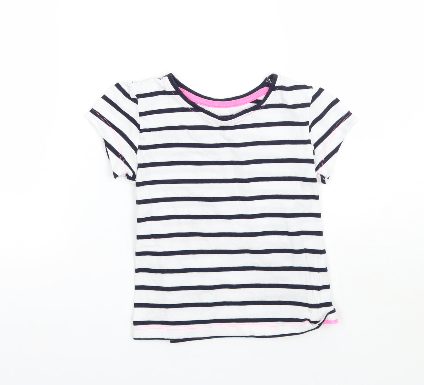 Young Dimension Girls White Striped  Basic T-Shirt Size 3-4 Years