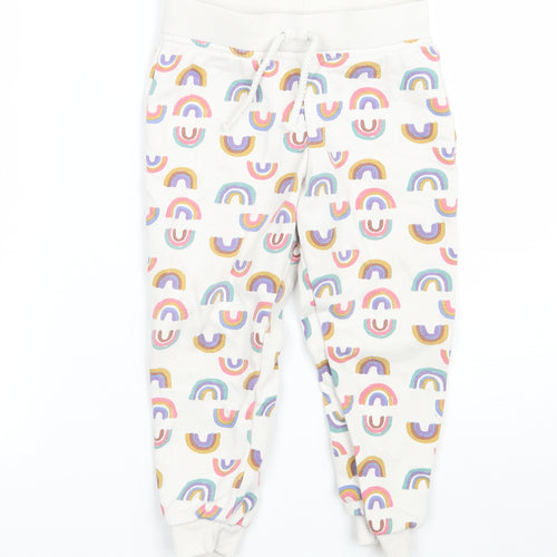 Primark Girls White Geometric  Sweatpants Trousers Size 2-3 Years