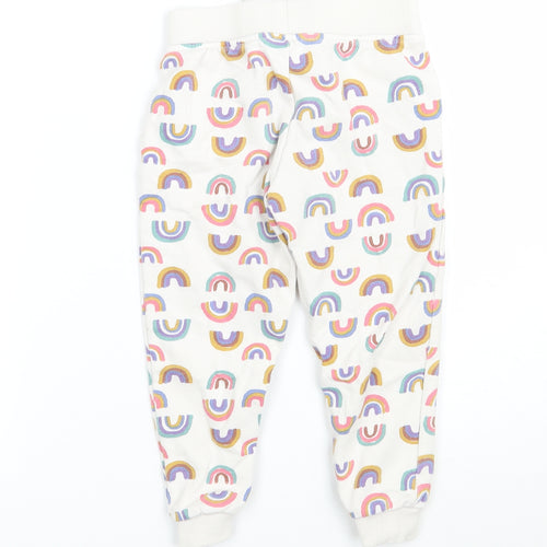 Primark Girls White Geometric  Sweatpants Trousers Size 2-3 Years