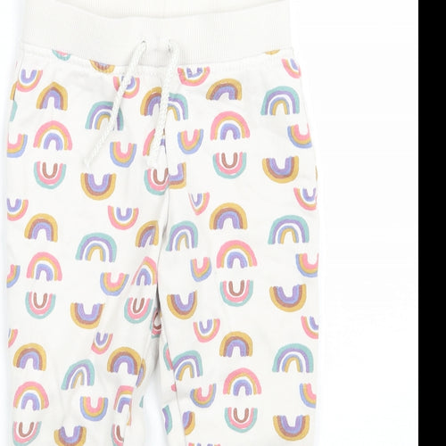 Primark Girls White Geometric  Sweatpants Trousers Size 2-3 Years