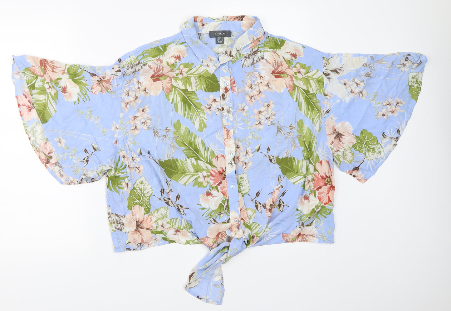 Primark Womens Blue Floral  Basic Button-Up Size 18