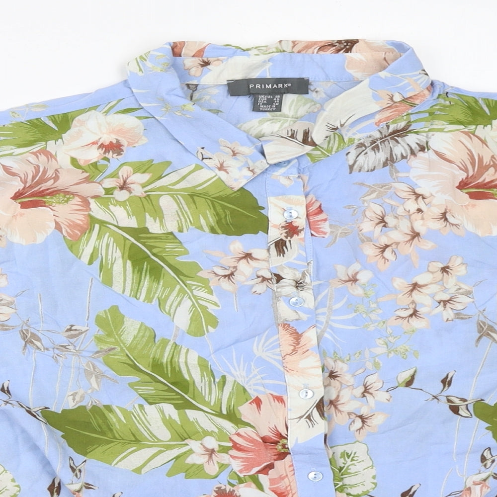 Primark Womens Blue Floral  Basic Button-Up Size 18