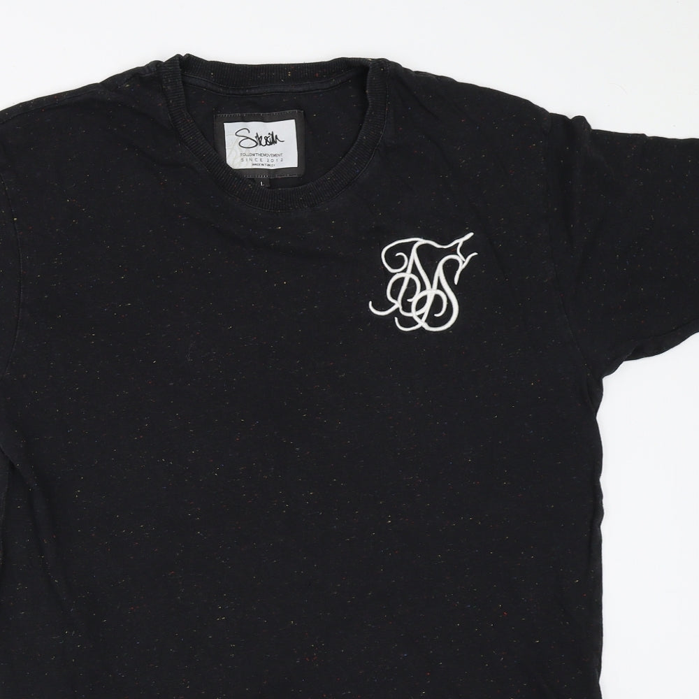 SikSilk Mens Black    T-Shirt Size L