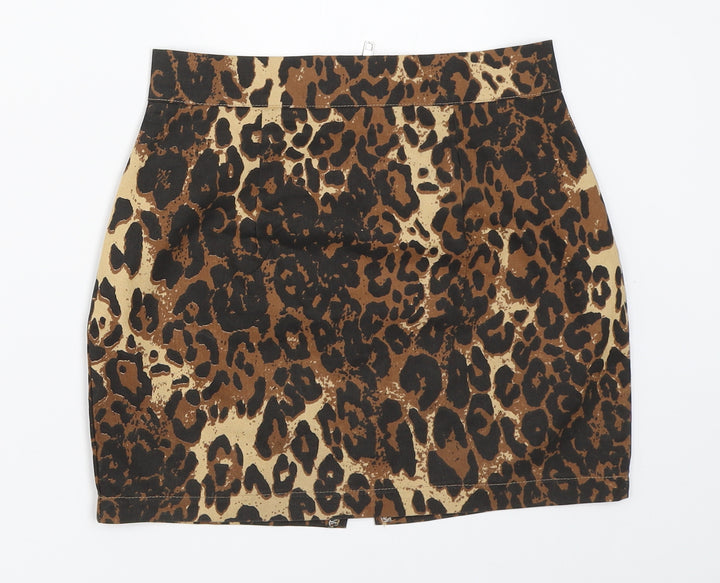 Preworn Womens Brown Animal Print Mini Skirt Size XS - leopard Print