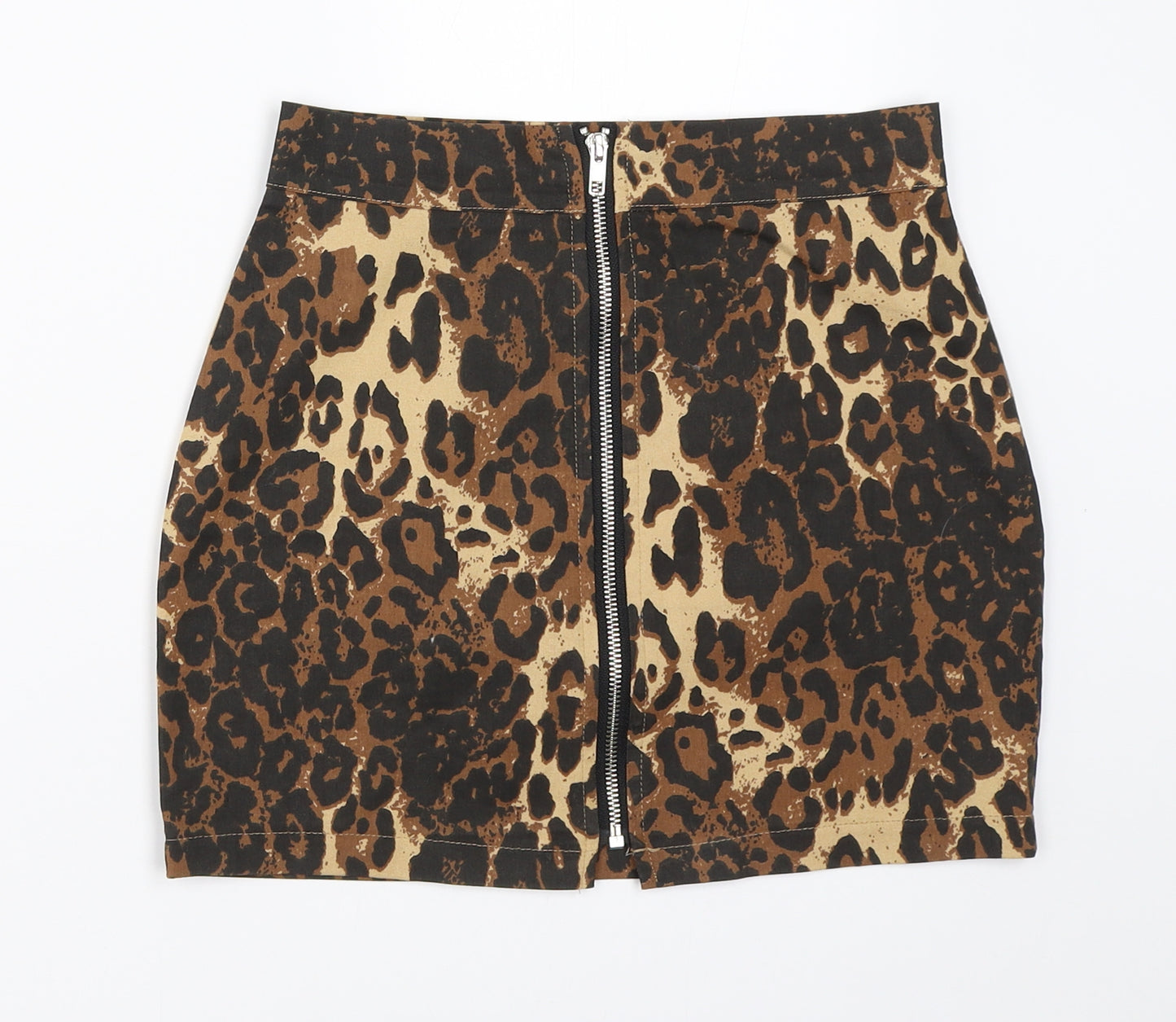 Preworn Womens Brown Animal Print  Mini Skirt Size XS  - leopard Print