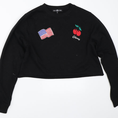Daisy Street Womens Black   Pullover Sweatshirt Size 8