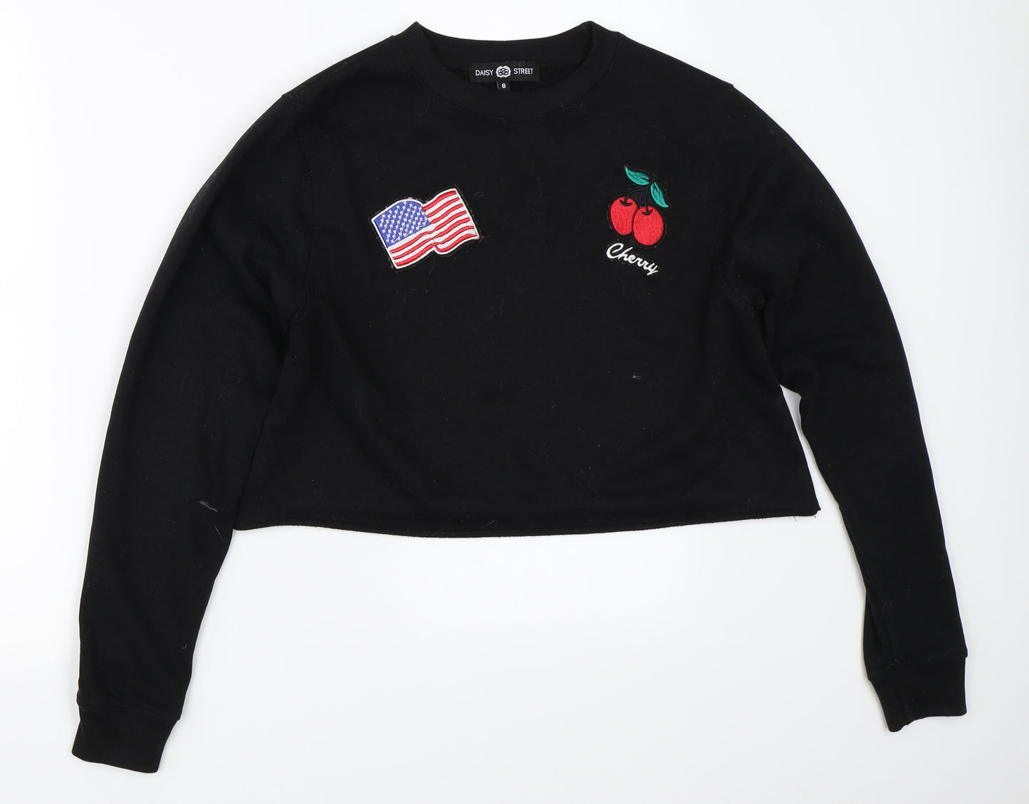 Daisy Street Womens Black   Pullover Sweatshirt Size 8