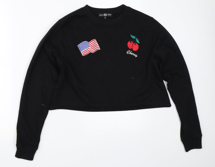 Daisy Street Womens Black   Pullover Sweatshirt Size 8