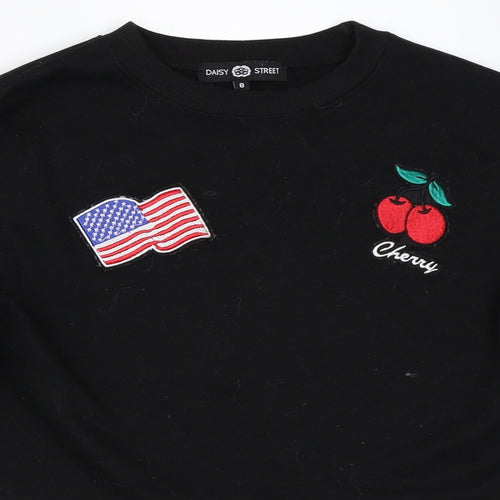 Daisy Street Womens Black   Pullover Sweatshirt Size 8
