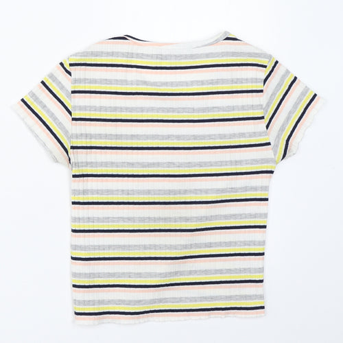 Primark Womens White Striped  Basic T-Shirt Size 6