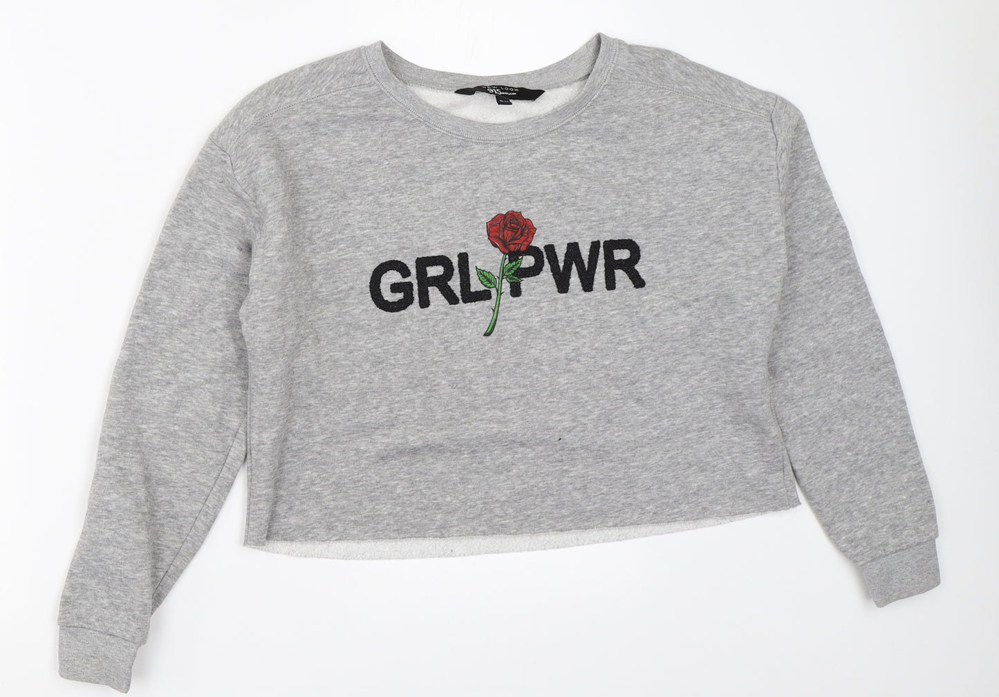 New Look Girls Grey   Pullover Sweatshirt Size 12-13 Years