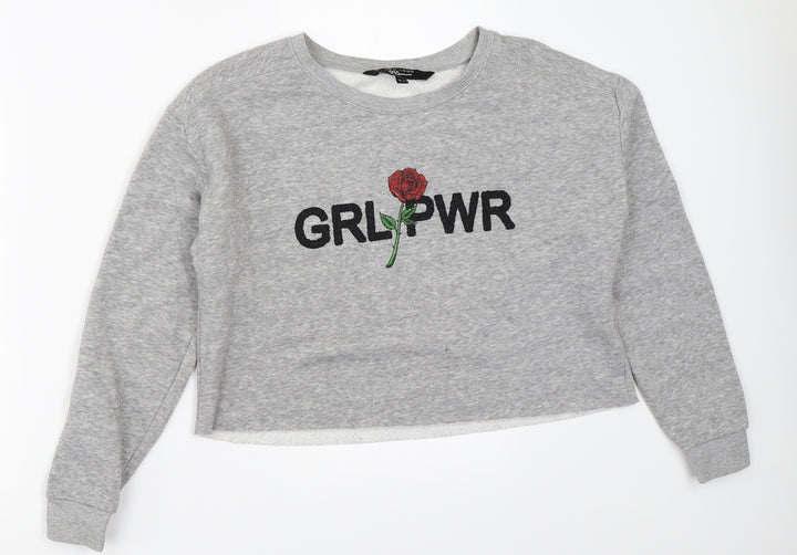 New Look Girls Grey   Pullover Sweatshirt Size 12-13 Years