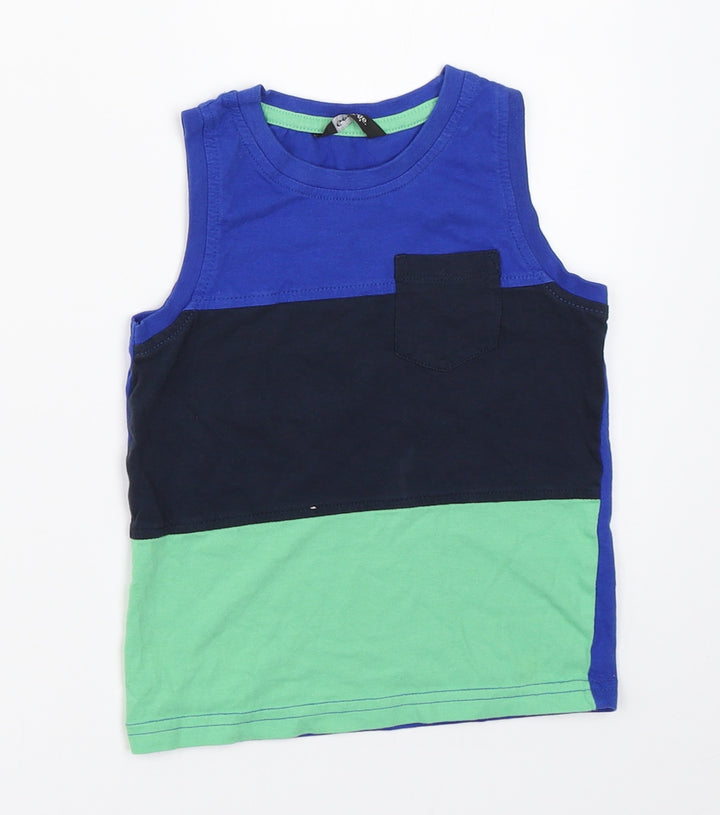 George Boys Blue Colourblock  Basic Tank Size 2-3 Years