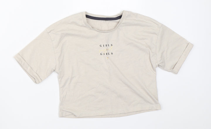 George Girls Beige Basic T-Shirt Size 7-8 Years