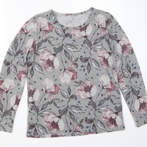 Klass Womens Grey Floral  Pullover Jumper Size S