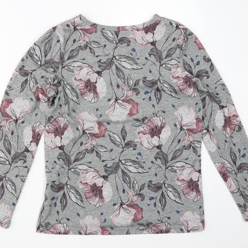 Klass Womens Grey Floral  Pullover Jumper Size S