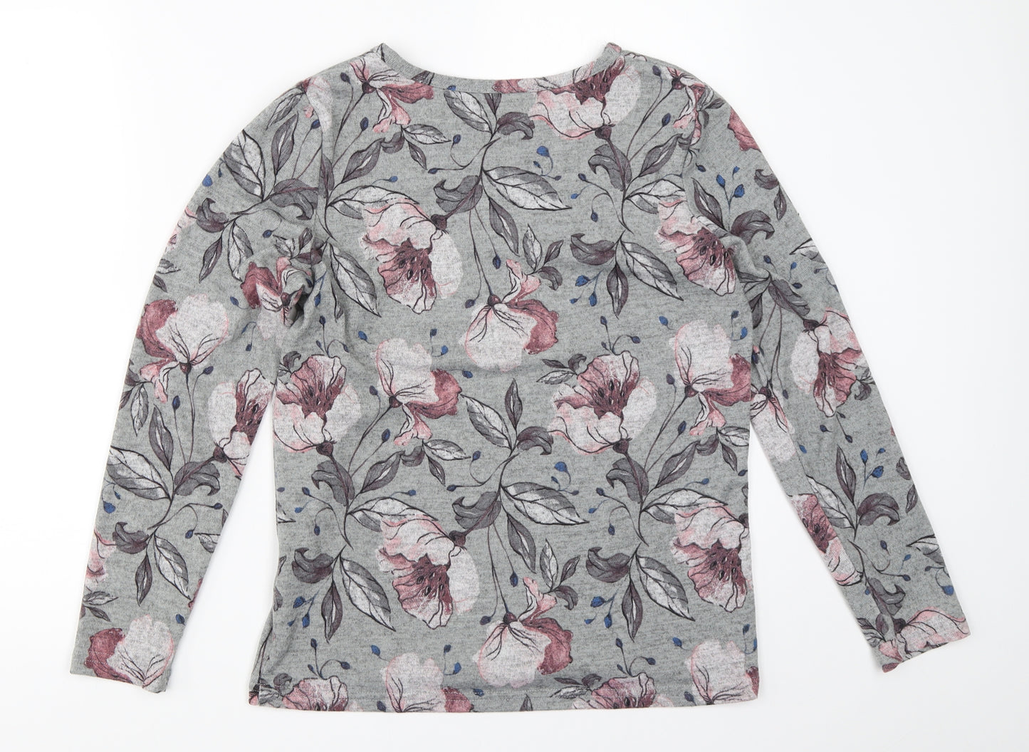 Klass Womens Grey Floral  Pullover Jumper Size S