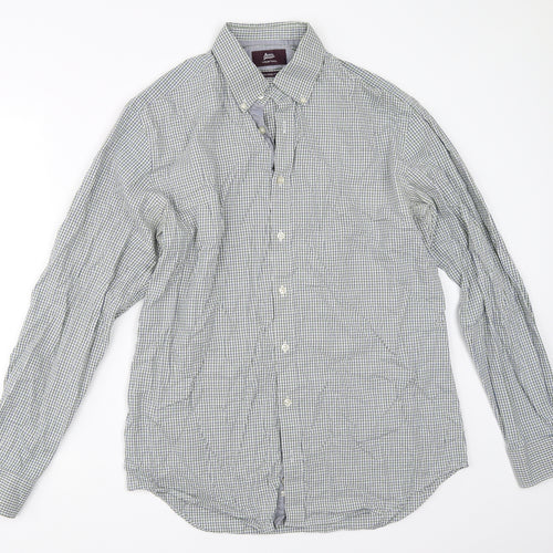 Marks and Spencer Mens Green Check   Button-Up Size 16