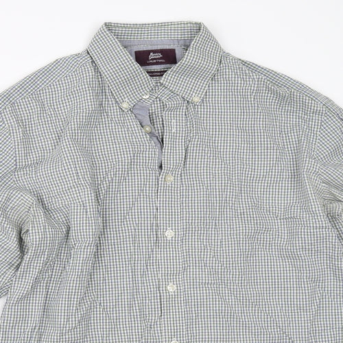 Marks and Spencer Mens Green Check   Button-Up Size 16