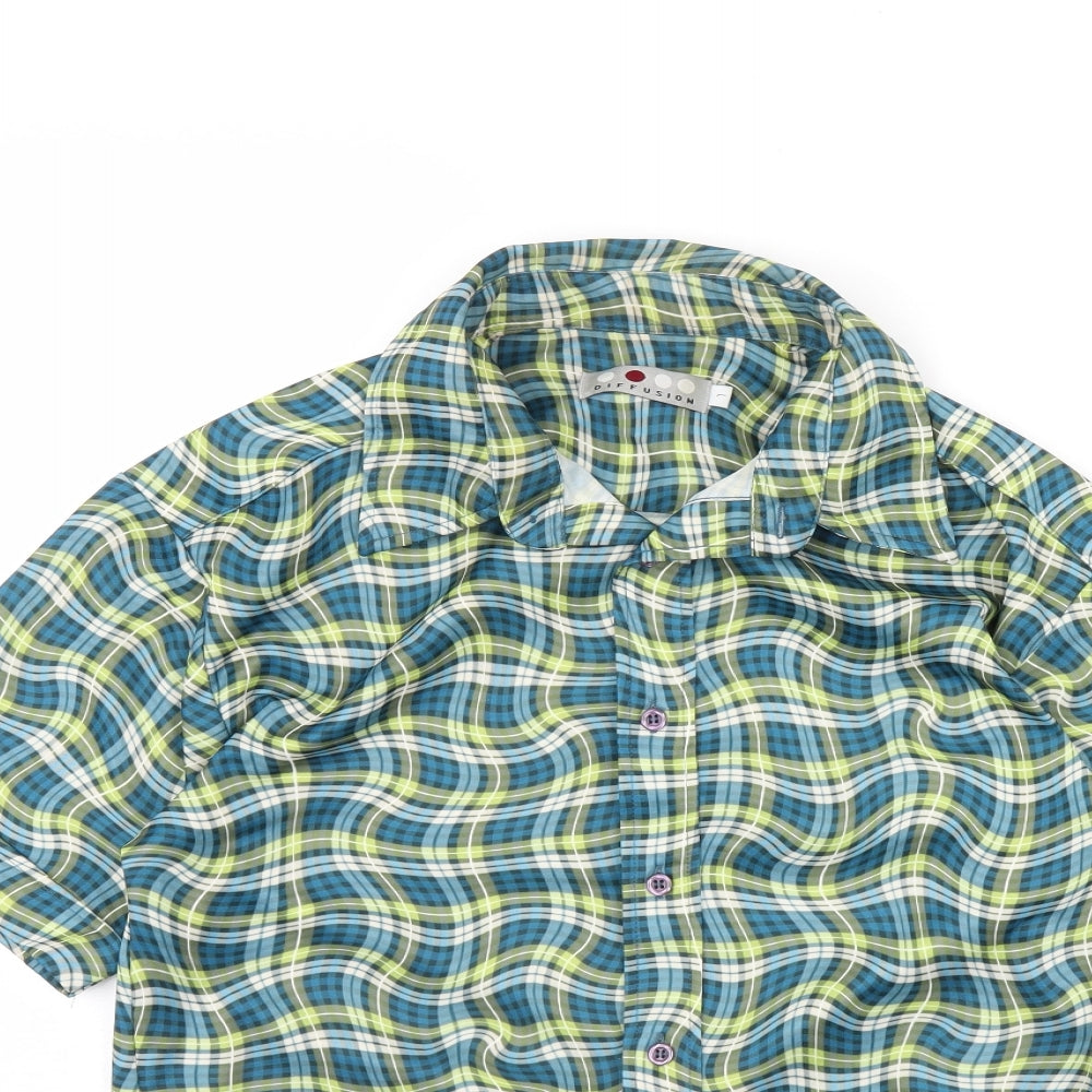 Diffusion Boys Green Geometric  Basic Button-Up Size L