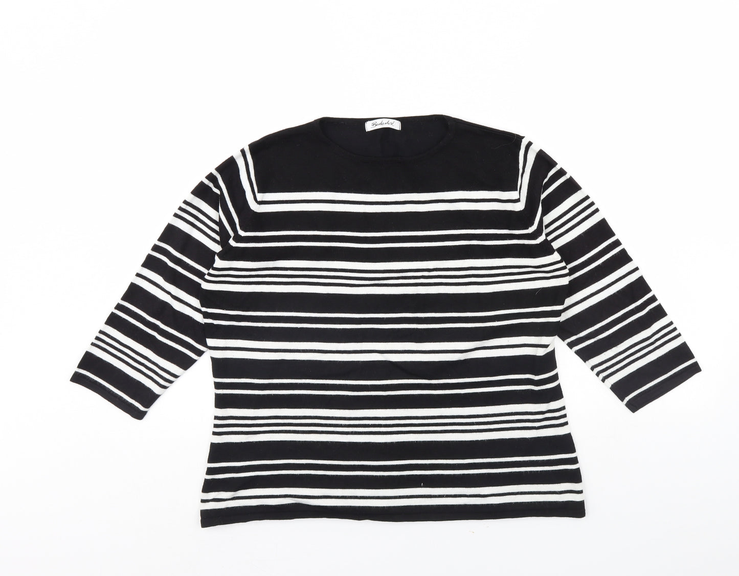 Berketex Womens Black Striped  Pullover Jumper Size 18