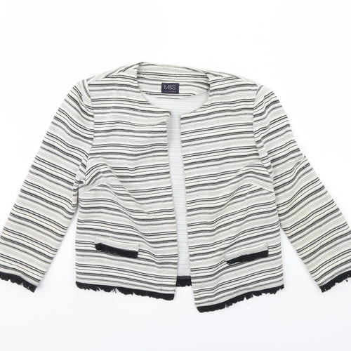 m&s Womens Ivory Striped  Jacket  Size 10