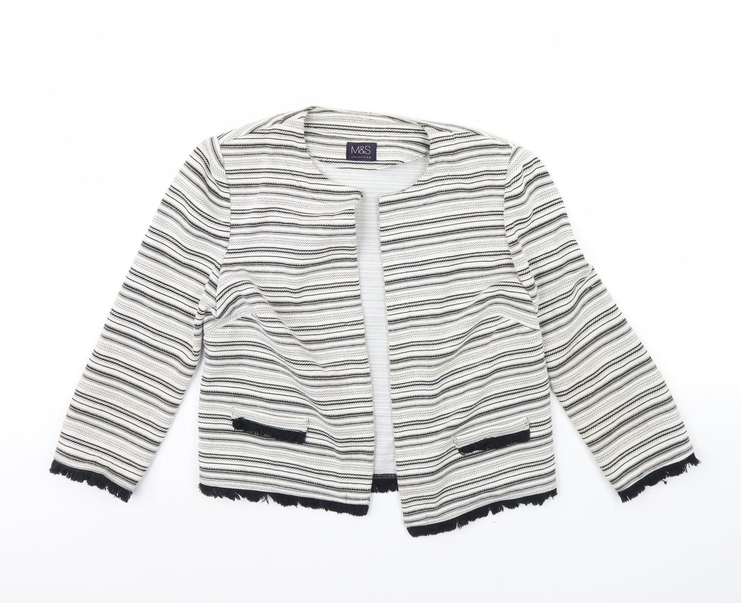 m&s Womens Ivory Striped  Jacket  Size 10