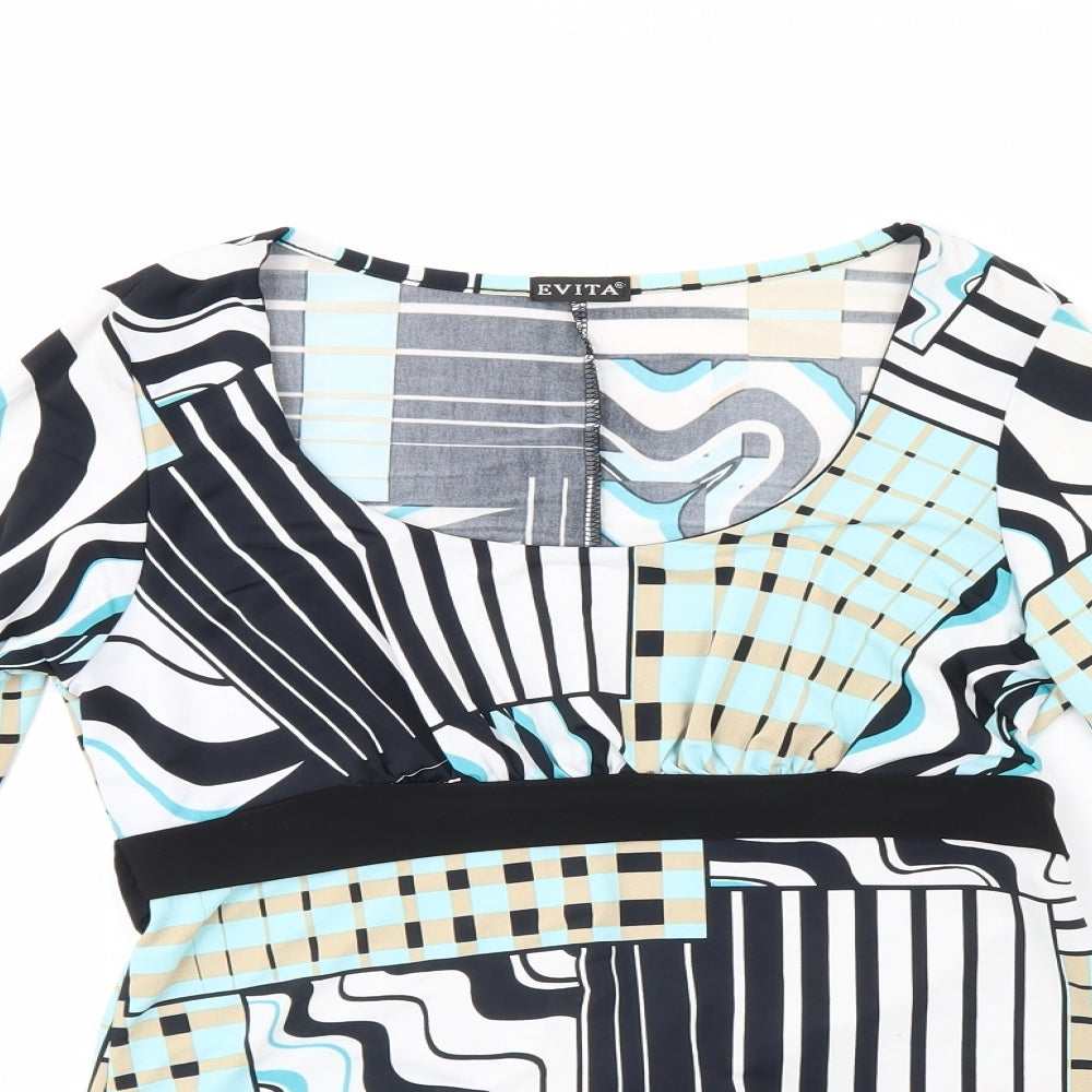 Evita Womens Multicoloured Geometric  Basic Blouse Size 10