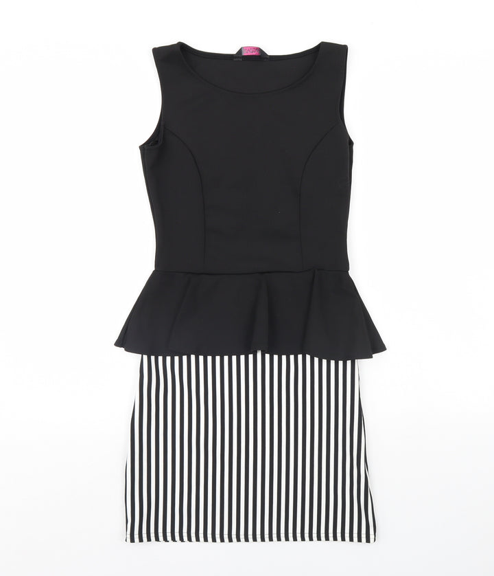 Evita Womens Black Striped Bodycon Size 10