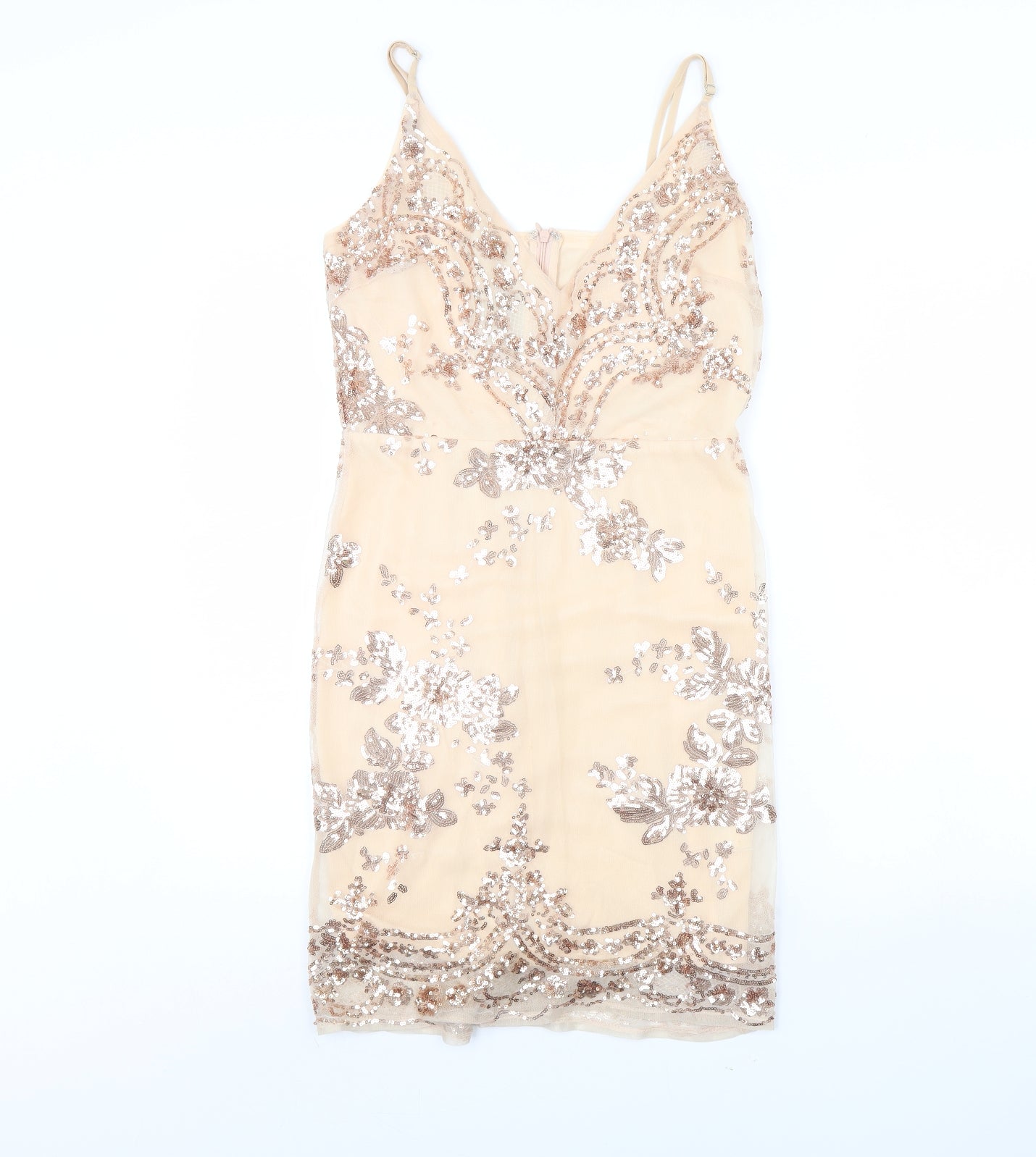 Quiz Womens Beige Floral  Mini  Size 12