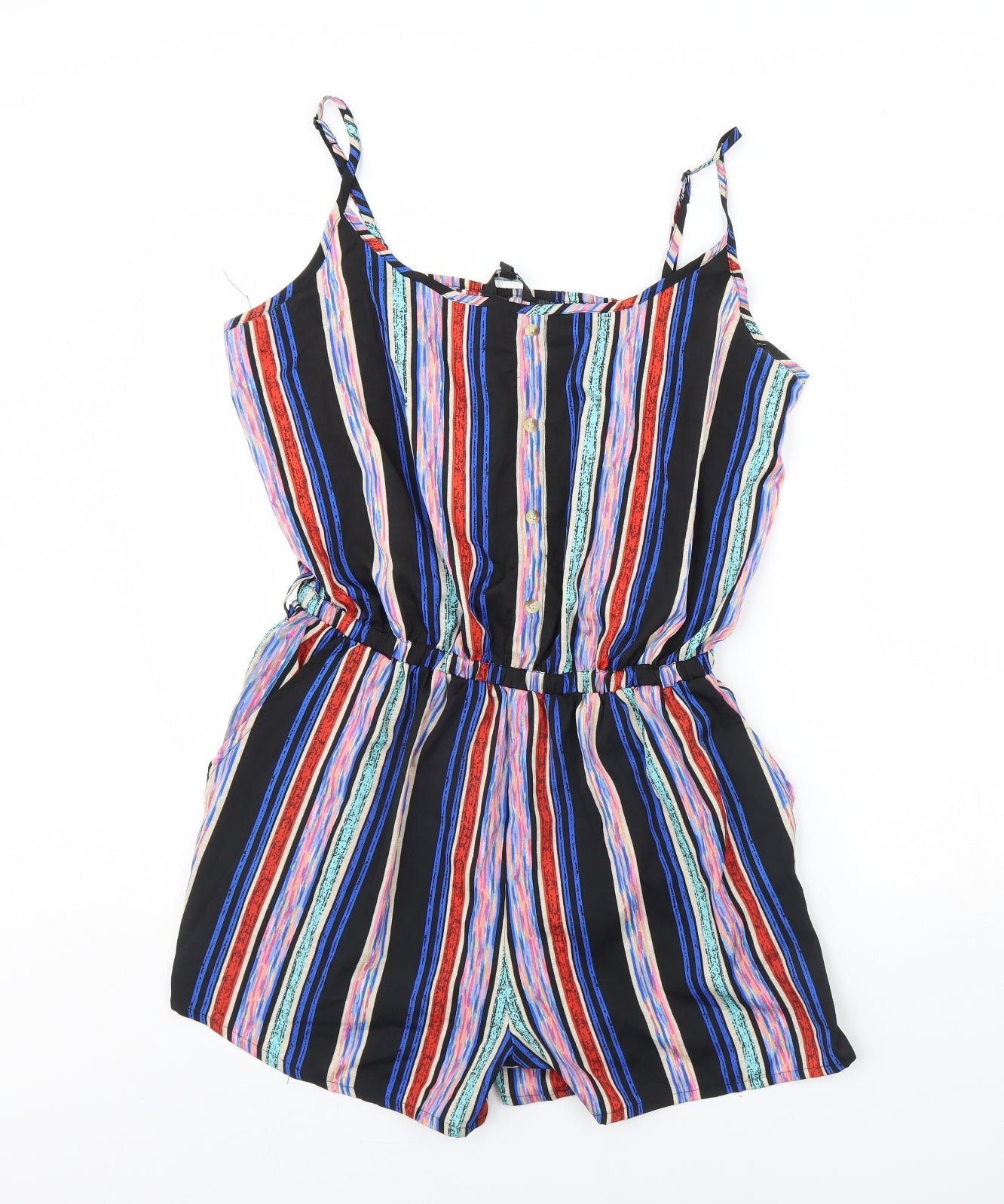 Pep & co Womens Black Striped  Playsuit One-Piece Size 16 L3 in