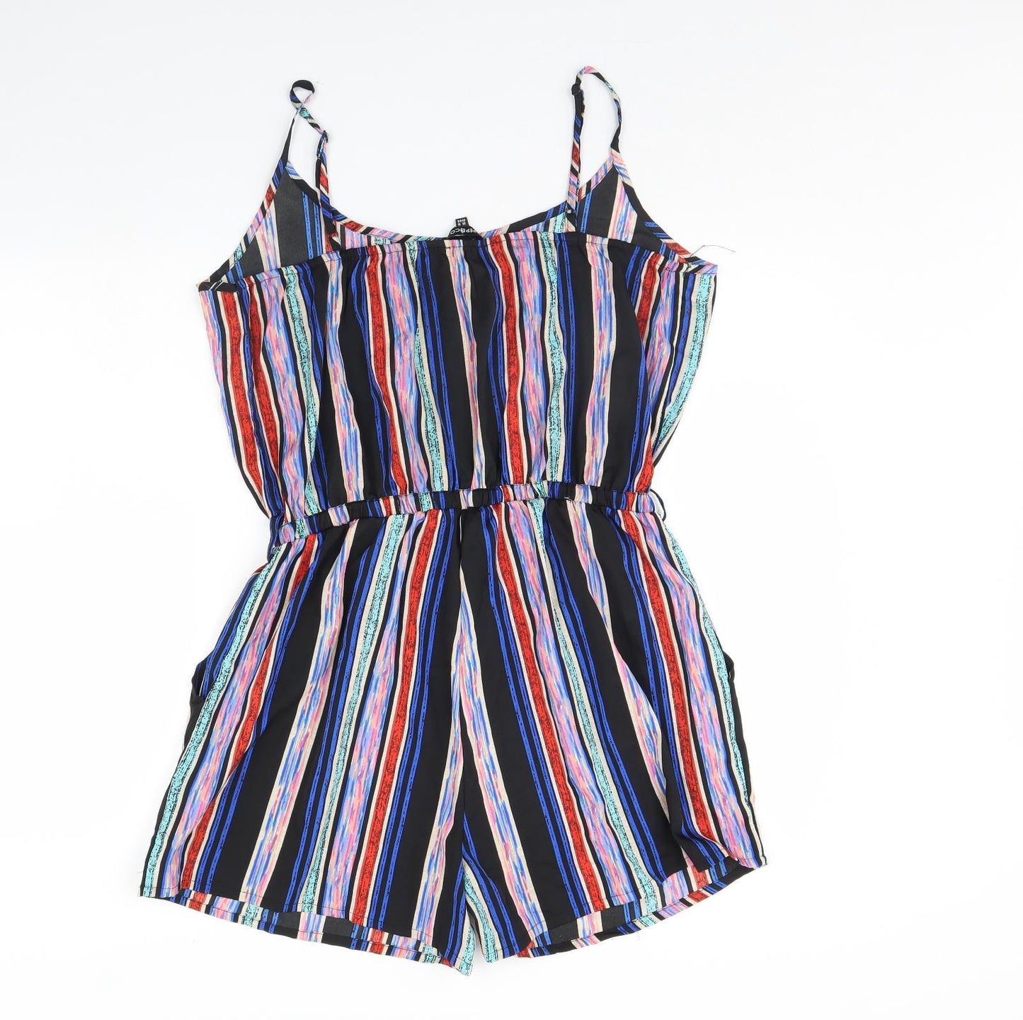 Pep & co Womens Black Striped  Playsuit One-Piece Size 16 L3 in