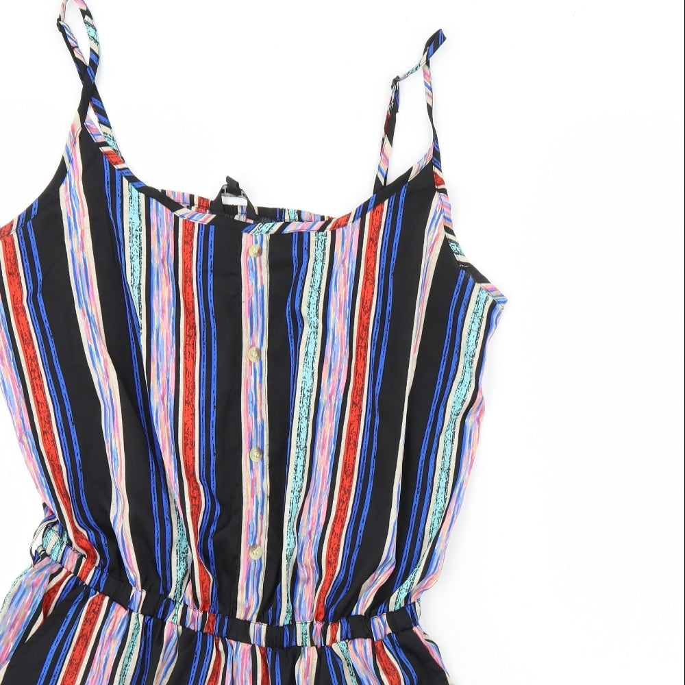 Pep & co Womens Black Striped  Playsuit One-Piece Size 16 L3 in
