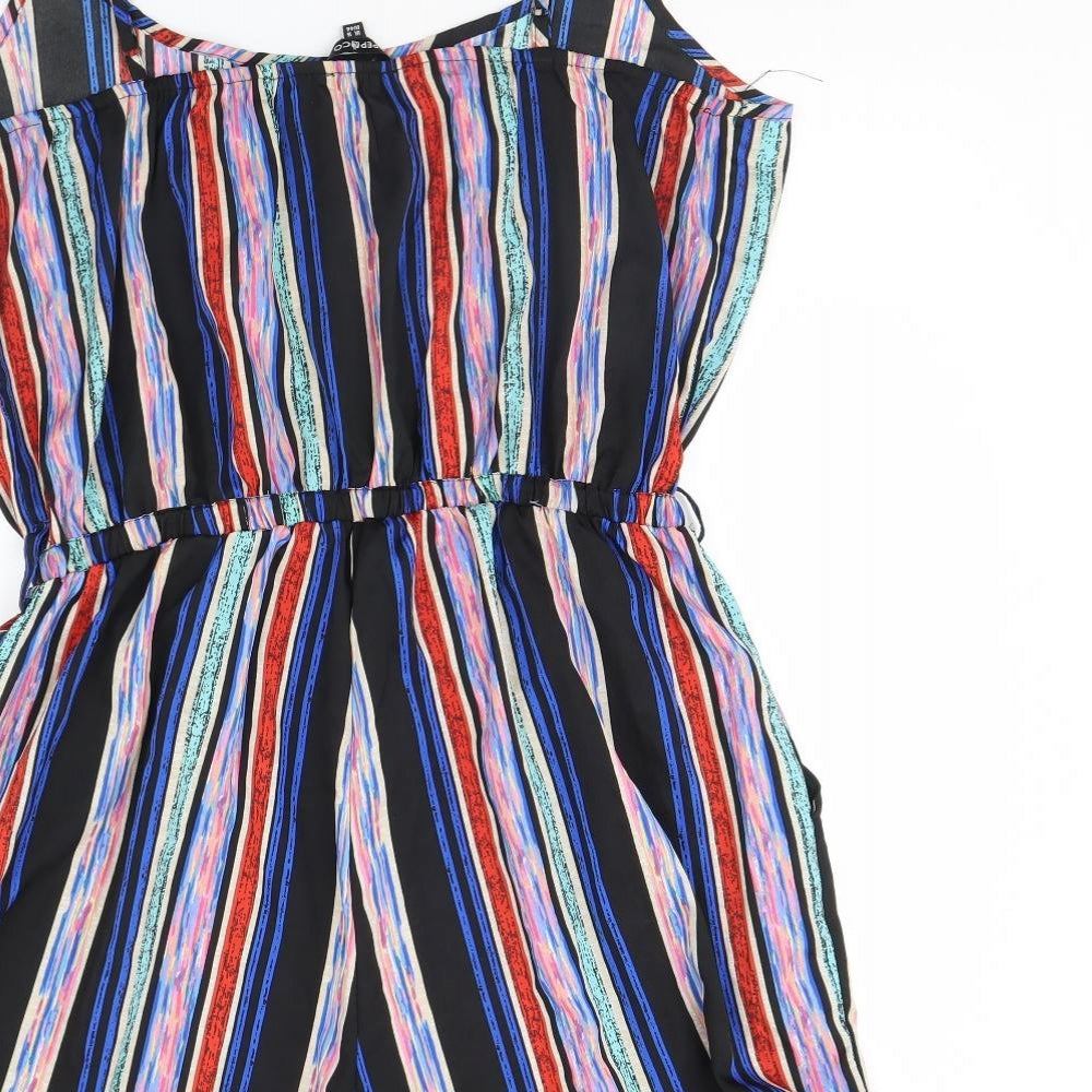Pep & co Womens Black Striped  Playsuit One-Piece Size 16 L3 in