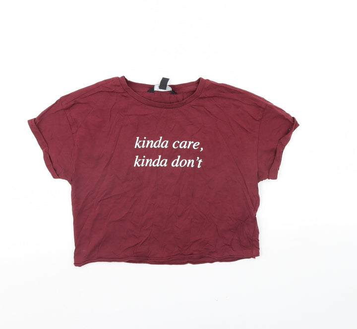 New Look Girls Purple   Cropped T-Shirt Size 12 Years  - kinda care kinda dont