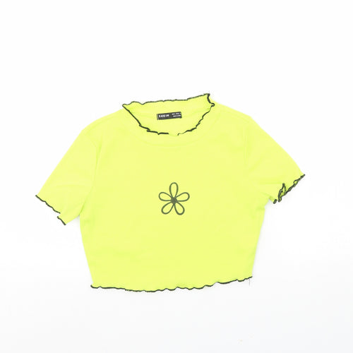 Shein  Womens Green   Cropped T-Shirt Size XS  - Flower