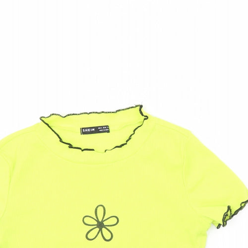 Shein  Womens Green   Cropped T-Shirt Size XS  - Flower