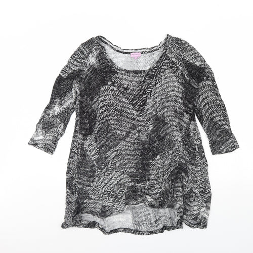 Epilogue Womens Black Geometric  Basic Blouse Size 14