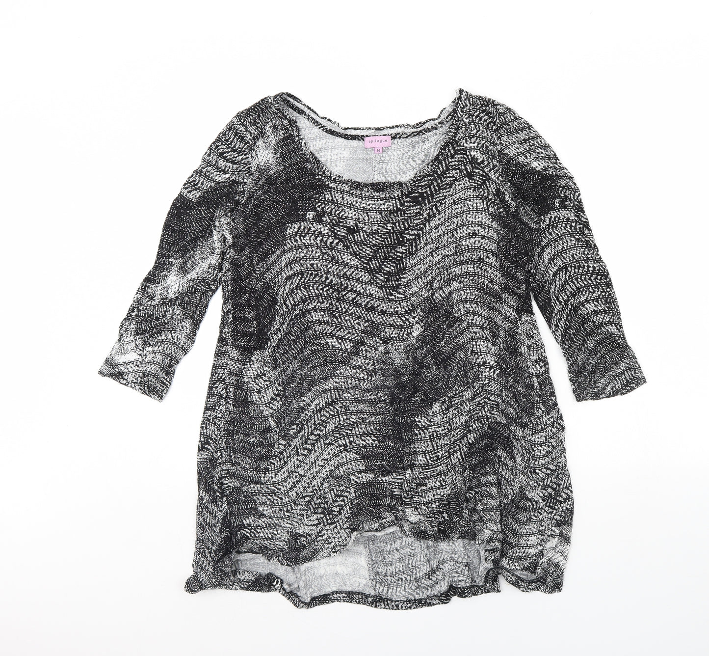 Epilogue Womens Black Geometric  Basic Blouse Size 14